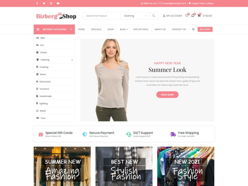 Best Free Clothing Store WordPress Theme - Bizberg Shop
