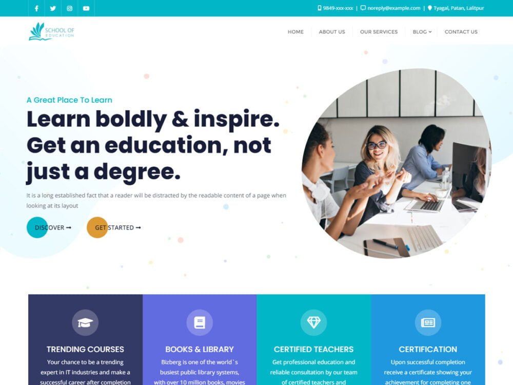 Best Free Online Education WordPress Theme - School of Education