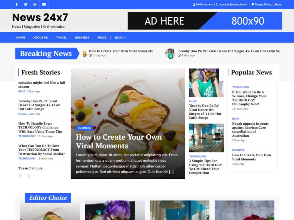 Best Free News Magazine WordPress Theme - News 24x7