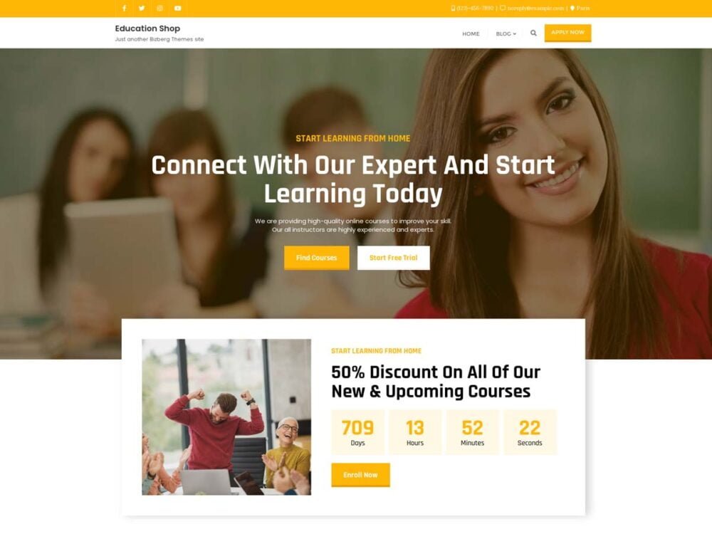 Best Free Education Shop WordPress Theme - Education Shop