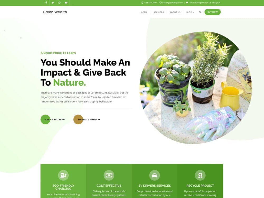 Best Free Eco-Friendly WordPress Theme - Green Wealth