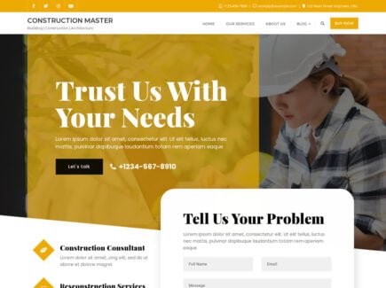 Best Free Real Estate WordPress Theme - Construction Master